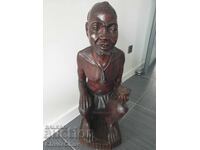 Large wooden sculpture/figure of a black person/wood carving 73cm - 11kg