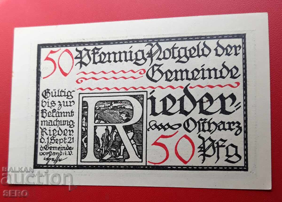 Bancnotă-Germania-Saxonia-Riedel-50 pfennig 1921 cu preț 2.00 BGN | € 1.02