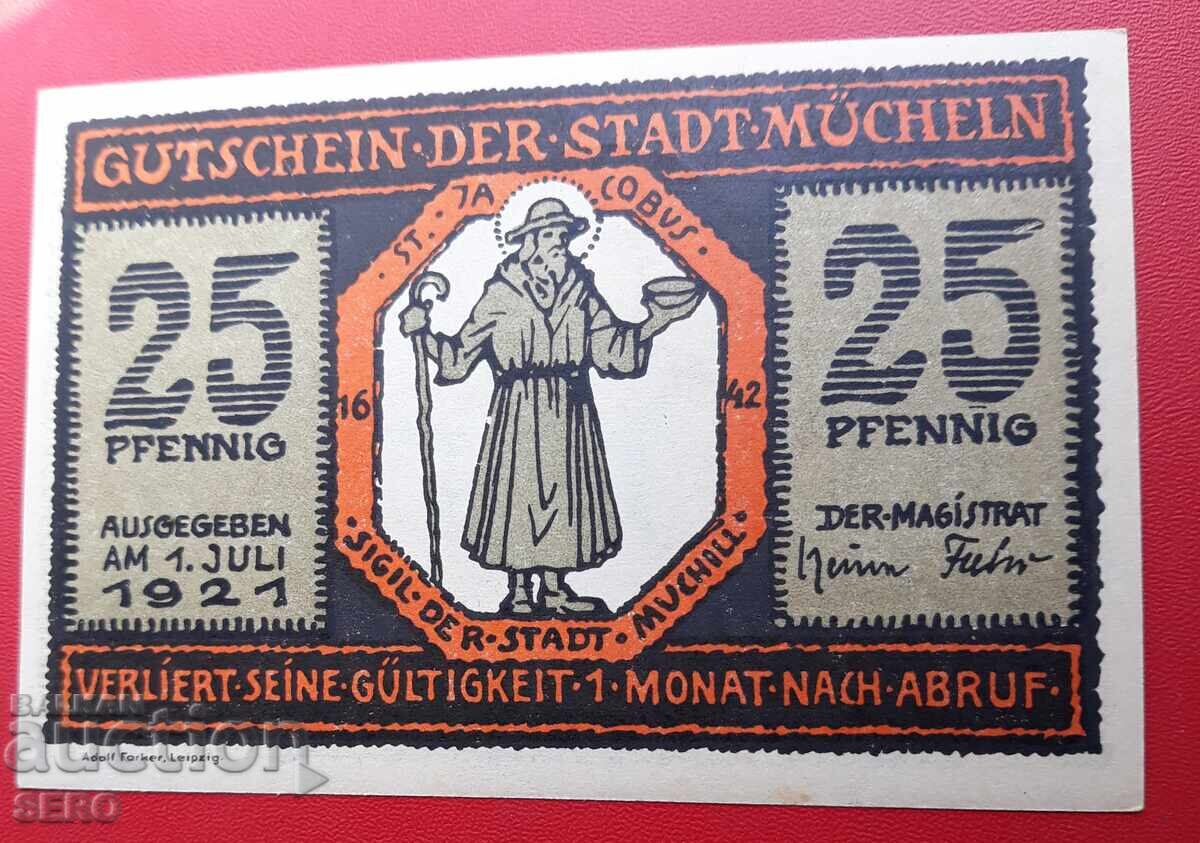 Τραπεζογραμμάτιο-Γερμανία-Βαυαρία-Μόναχο-25 πφένιγκ 1921 με τιμή 2.00 BGN | € 1.02