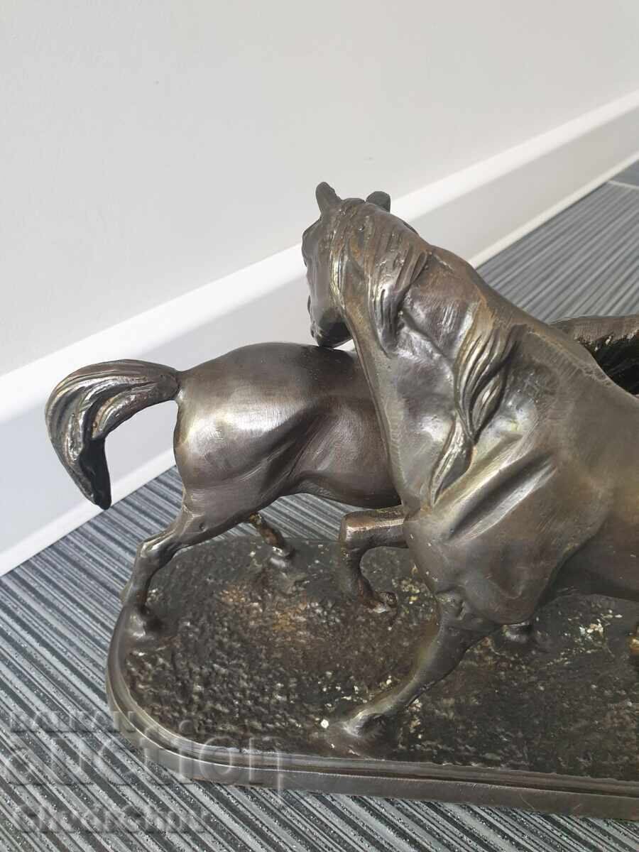 Licitație Sculptură/figură veche franceză din bronz cai/Mene statuetă