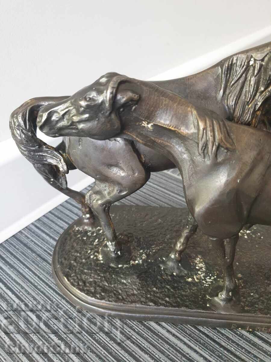 Livrarea Sculptură/figură veche franceză din bronz cai/Mene statuetă