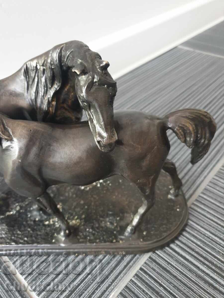 Sculptură/figură veche franceză din bronz cai/Mene statuetă - 5