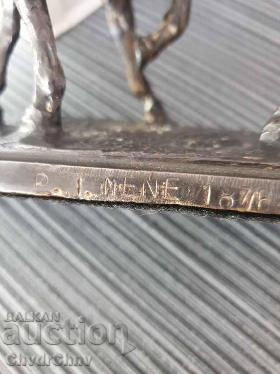 Sculptură/figură veche franceză din bronz cai/Mene statuetă - 7