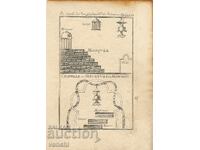 1719 - MALLET ENGRAVING - PLAN OF THE TOMB OF MOHAMMED - original