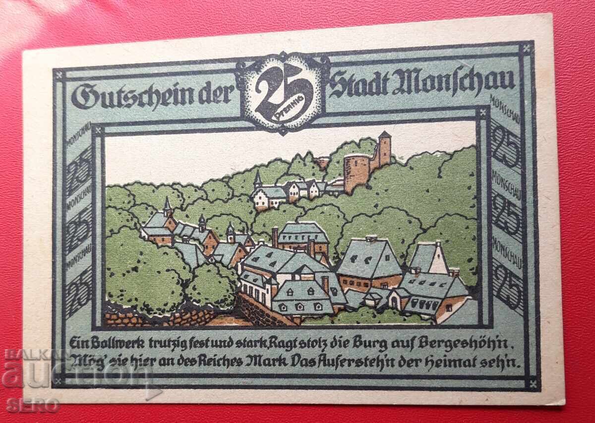 Τραπεζογραμμάτιο-Γερμανία-Β. Ρήνος-Βεστφαλία-Μονσάου-25 πφένιγκ