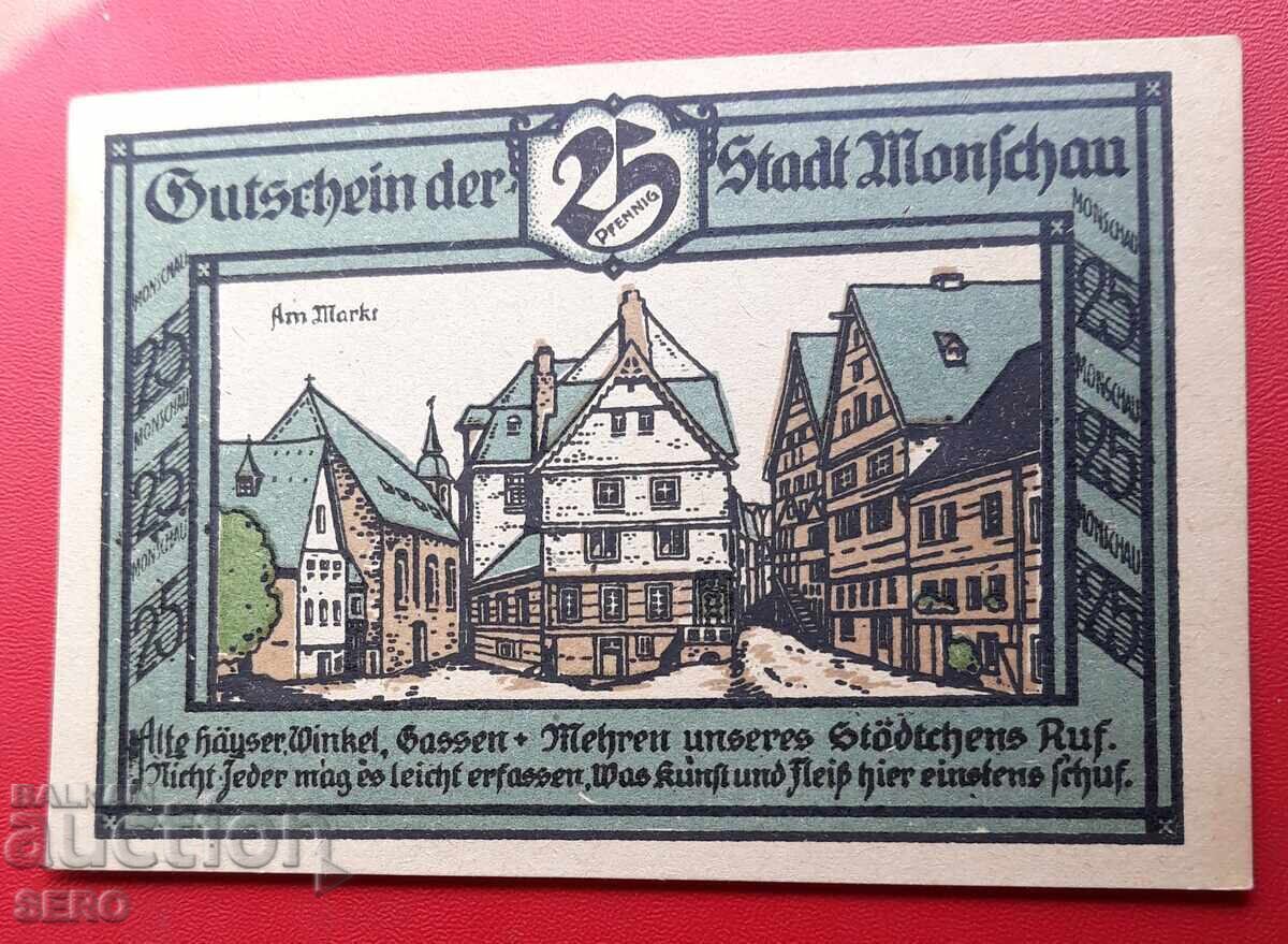 Τραπεζογραμμάτιο-Γερμανία-Β. Ρήνος-Βεστφαλία-Μονσάου-25 πφένιγκ