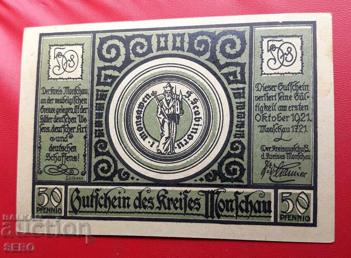 Banknote - Germany - North Rhine-Westphalia - Monschau - 50 Pfennig with price 2.00 BGN | € 1.02