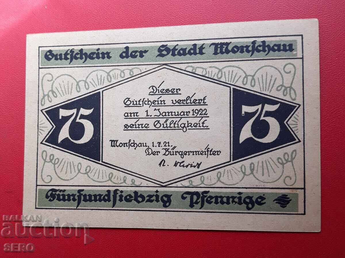 Banknote - Germany - North Rhine-Westphalia - Monschau - 75 Pfennig with price 2.50 BGN | € 1.28