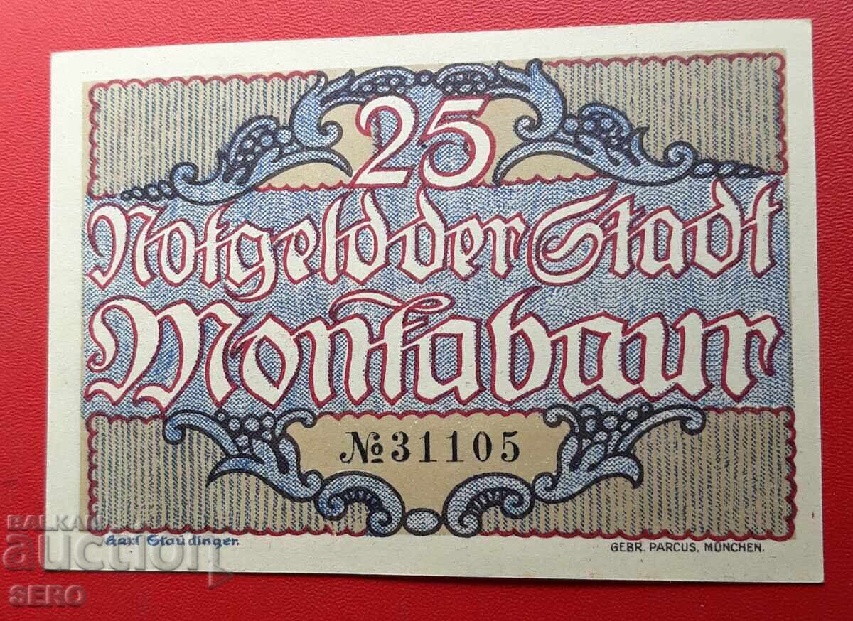 Banknote - Germany - Rhineland-Palatinate - Montabaur - 25 Pfennig 1921 with price 2.00 BGN | € 1.02 Banknote - Germany - Rhineland-Palatinate - Montabaur - 25 Pfennig 1921 with price 2.00 BGN | € 1.02