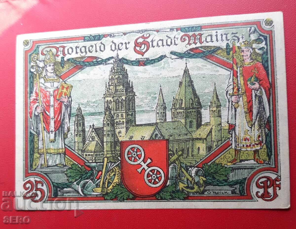 τραπεζογραμμάτιο-Γερμανία-Reiland-Pfalz-Mainz-25 Pfennig 1921