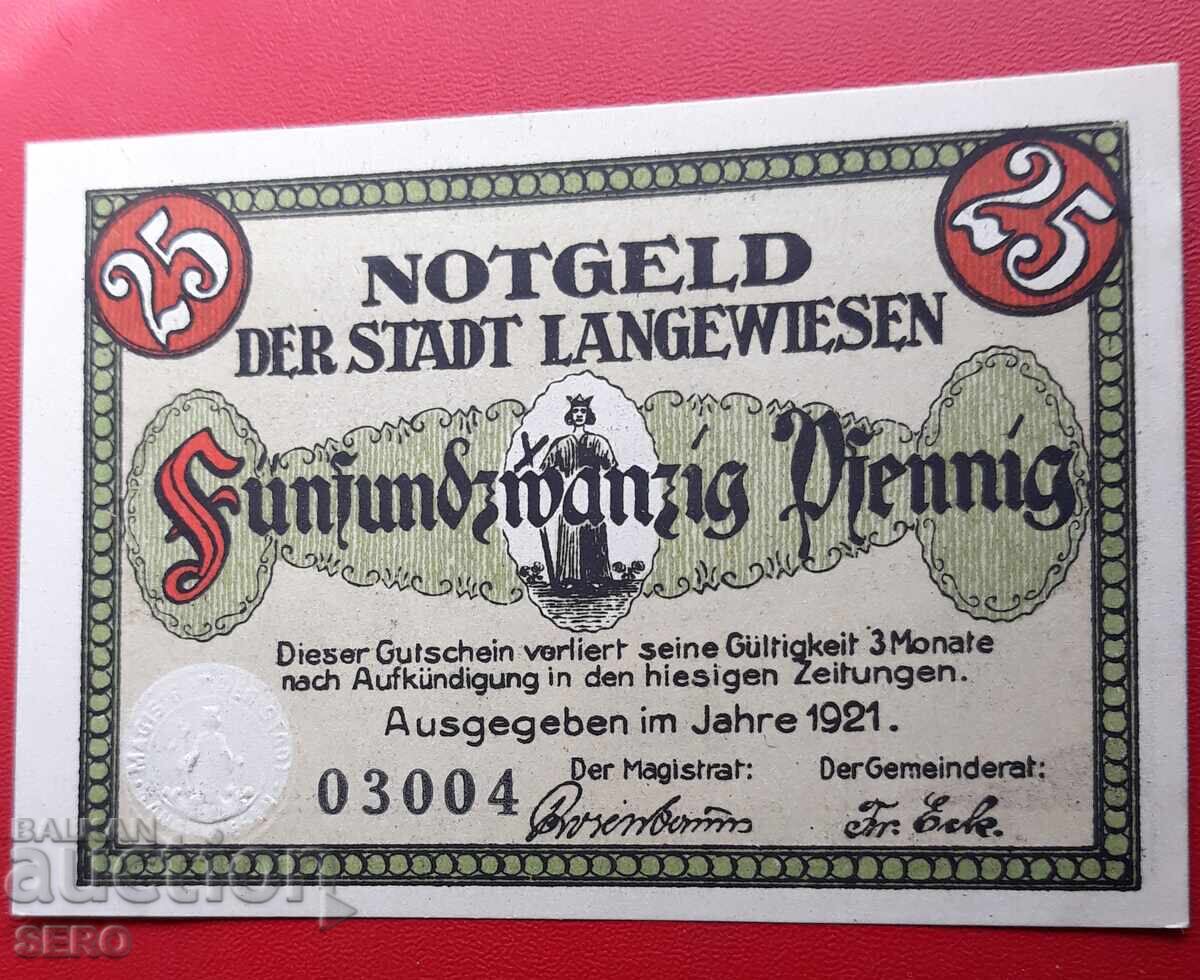 Banknote - Germany - Thuringia - Langewiesen - 25 Pfennig 1921 with price 2.00 BGN | € 1.02
