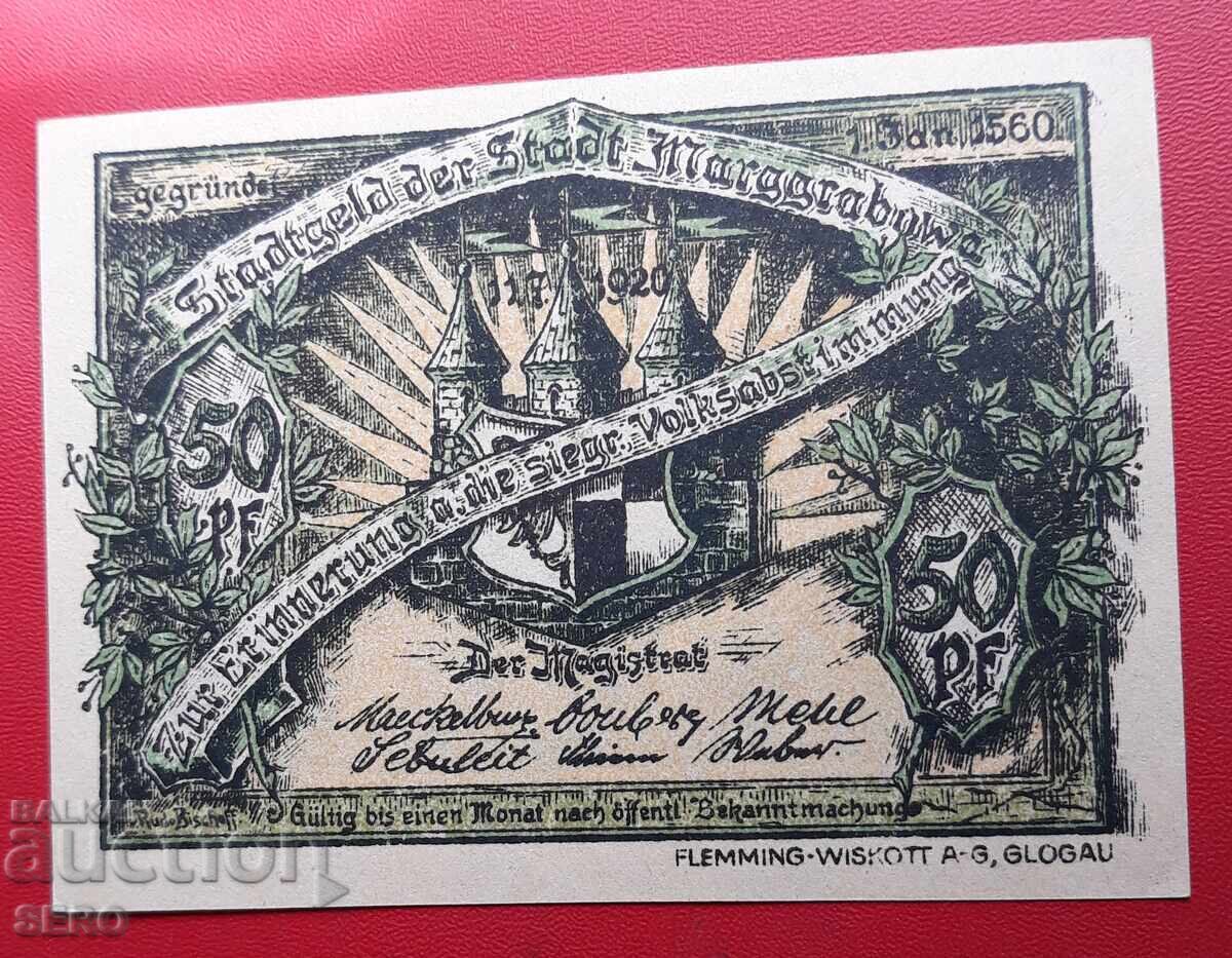 Τραπεζογραμμάτιο-Γερμανία-Πρωσία-Μαργραβία-50 πφένιγκ 1920 με τιμή 2.50 BGN | € 1.28