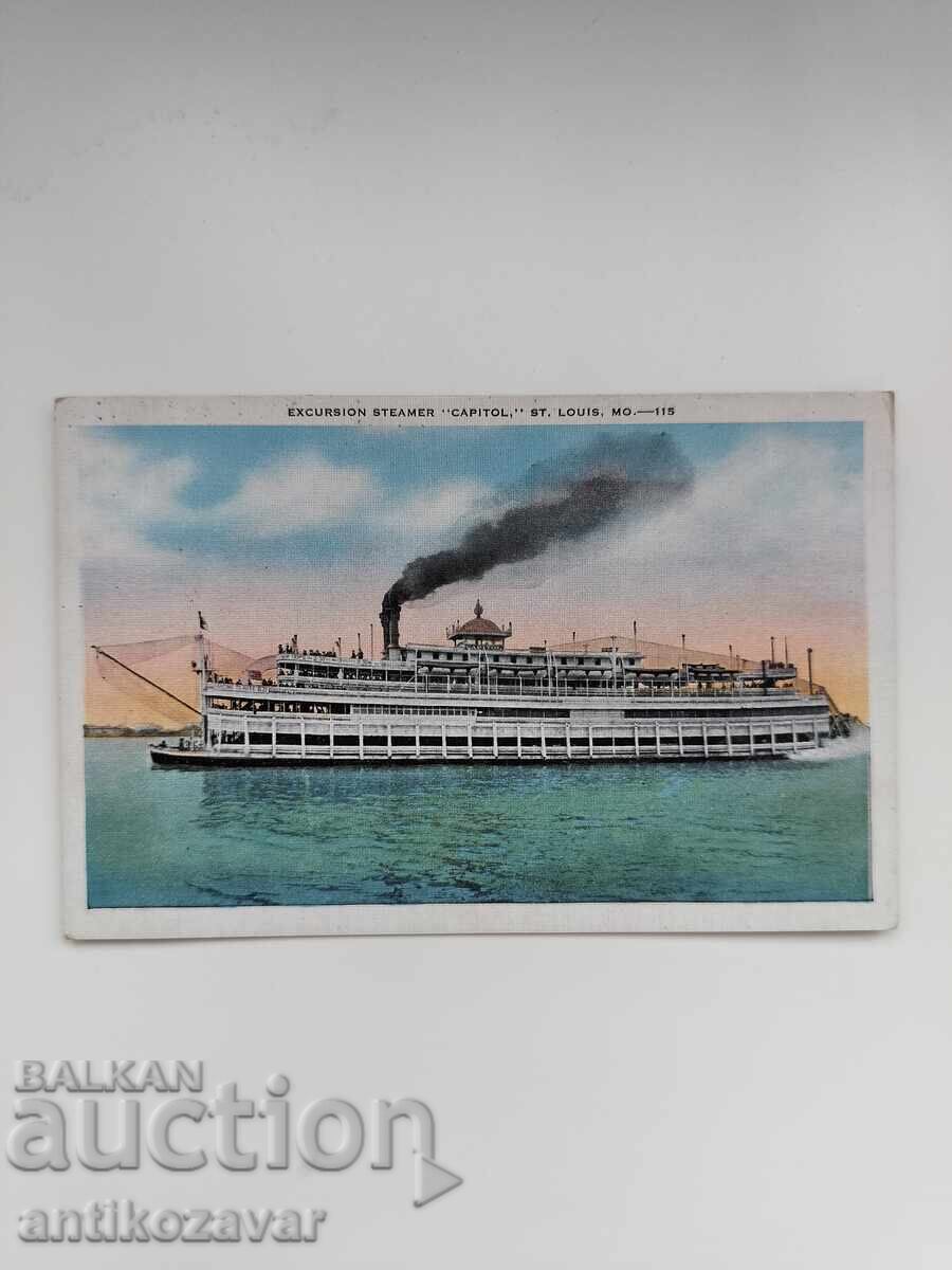 Стара картичка на парахода ,,Капитол", Сейнт Луис, 1937г. Стара картичка на парахода ,,Капитол", Сейнт Луис, 1937г.