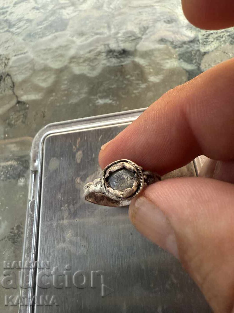 Old silver ring with a stone Old silver ring with a stone