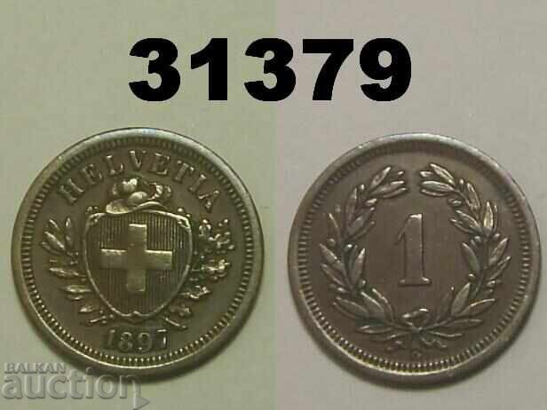 R! Elveția 1 rappen 1897 VF Rar