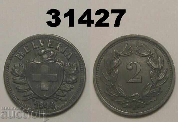 Switzerland 2 Rappen 1945 XF zinc