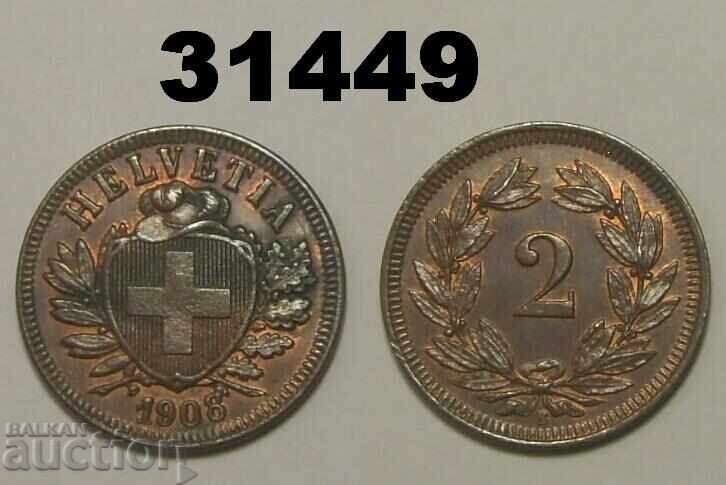 Швейцария 2 рапен 1908 AUNC Швейцария 2 рапен 1908 AUNC