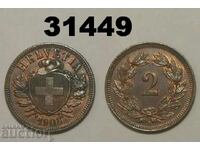 Switzerland 2 rapen 1908 AUNC