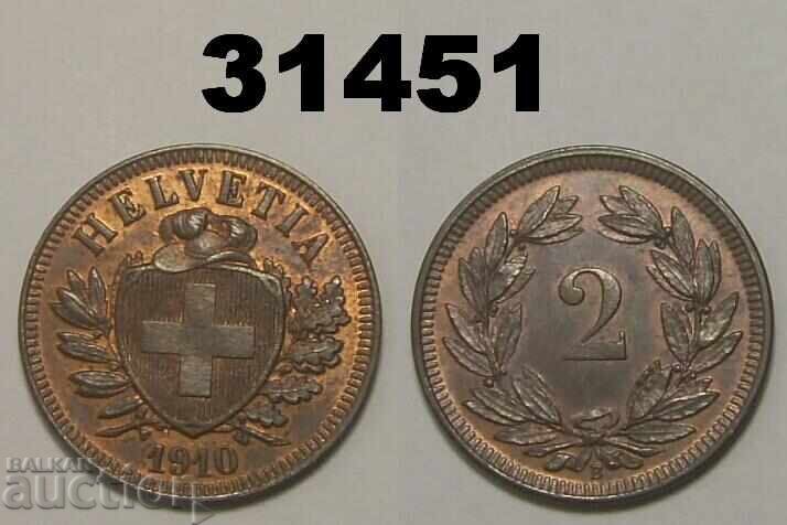 RR! Elveția 2 rapeni 1910 AU/UNC Rar