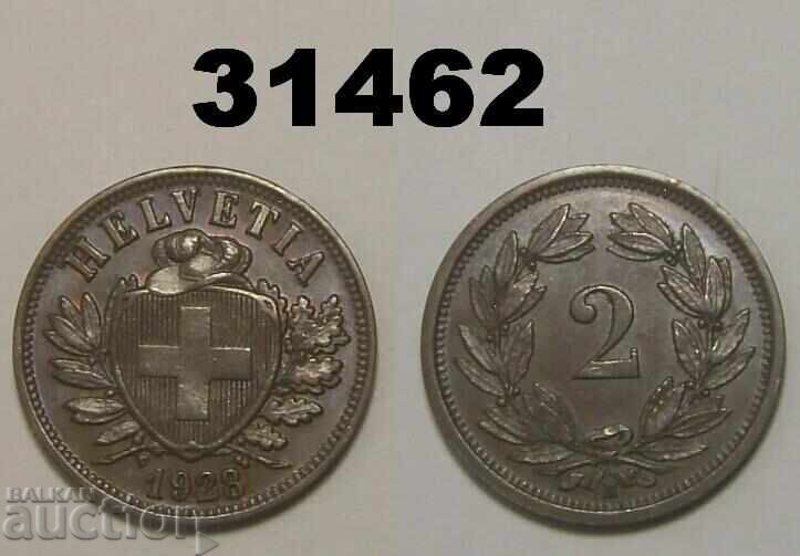 Switzerland 2 Rappen 1928 XF+ Rare