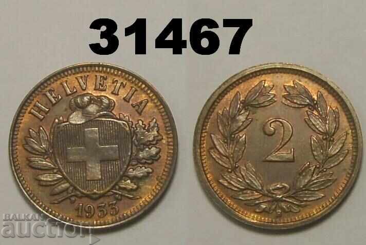 Switzerland 2 Rappen 1933 AUNC