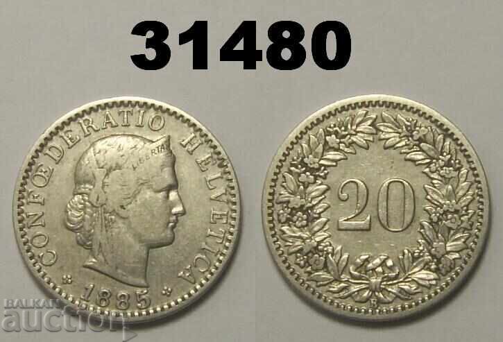 Elveția 20 rappen 1885