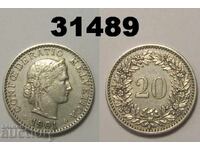 Switzerland 20 Rappen 1901 VF