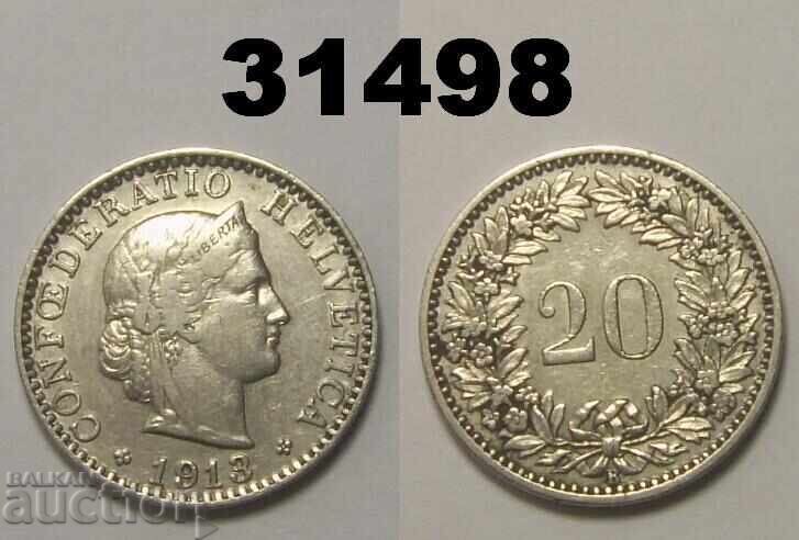 Швейцария 20 рапен 1913 Швейцария 20 рапен 1913