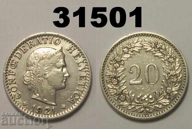 Switzerland 20 Rapen 1921 Switzerland 20 Rapen 1921