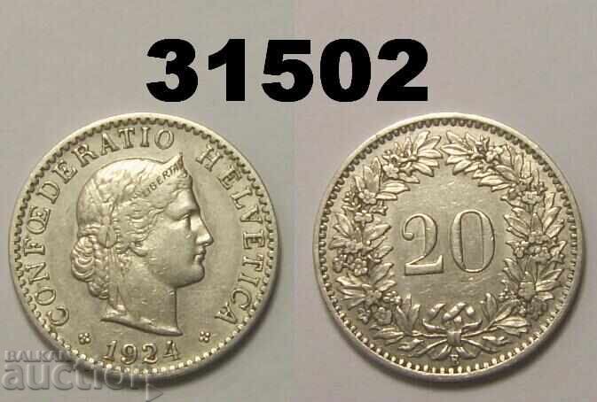Ελβετία 20 ράπεν 1924 Ελβετία 20 ράπεν 1924