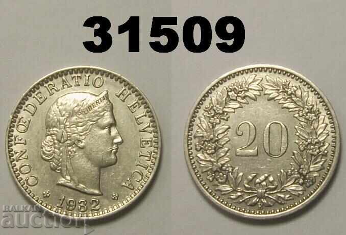 Ελβετία 20 ράπεν 1932 Ελβετία 20 ράπεν 1932