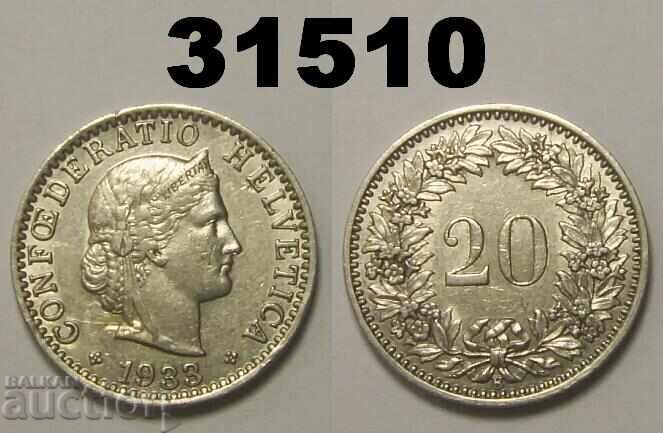Elveția 20 rapen 1933 Elveția 20 rapen 1933