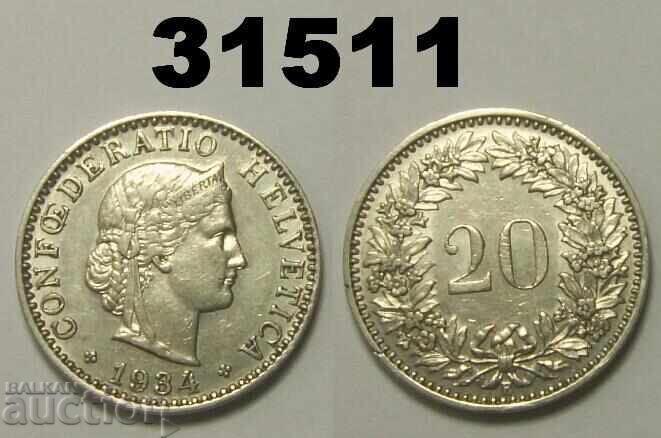 Ελβετία 20 ραπέν 1934