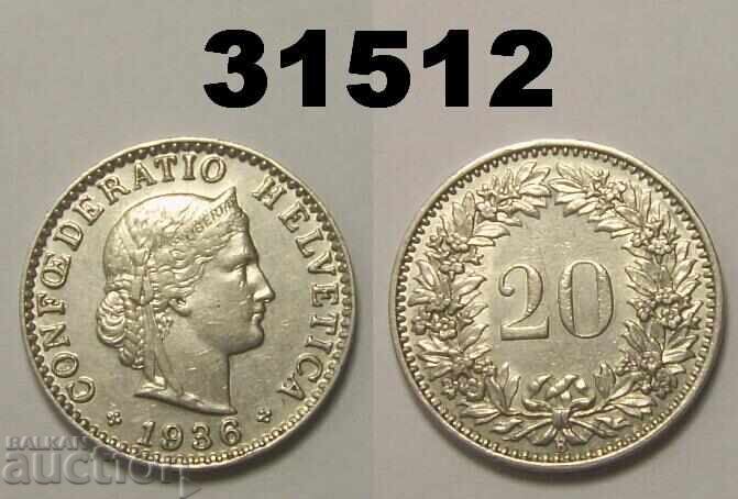 Switzerland 20 Rappen 1936