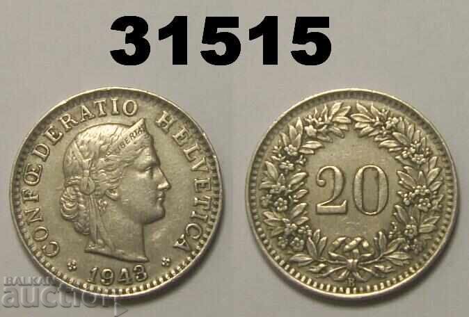 Elveția 20 rappen 1943