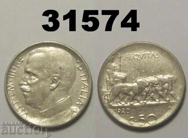 Ιταλία 50 λεπτά 1920 οδοντωτή άκρη