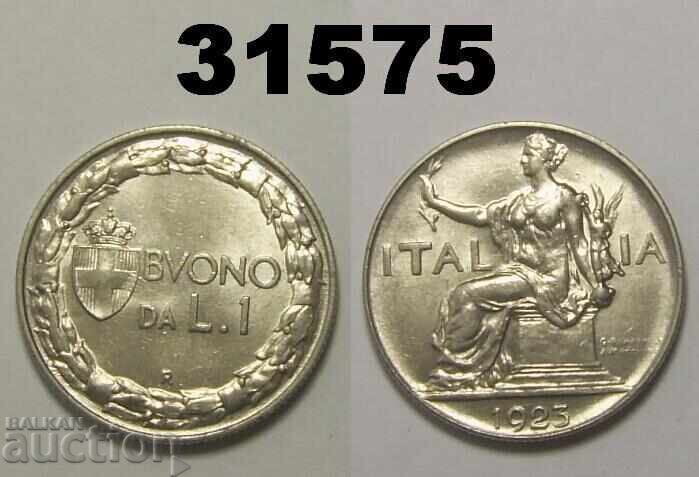 Италия 1 лира 1923 AUNC прекрасна
