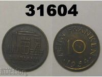 Saarland 10 φράγκα 1954