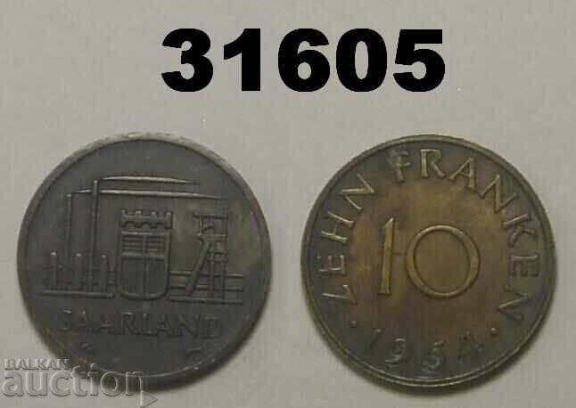 Saarland 10 φράγκα 1954