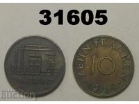 Saarland 10 φράγκα 1954