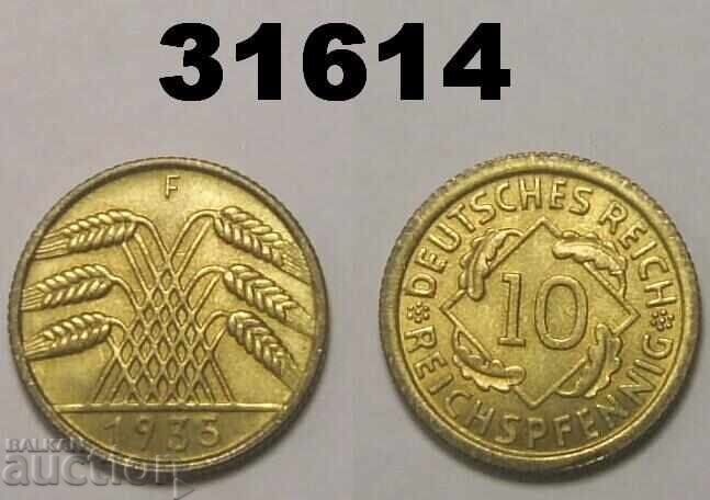Germania 10 Reichspfennig 1935 F AU/UNC