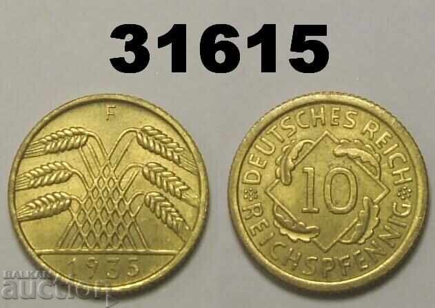 Germany 10 Reichspfennig 1935 F Almost Uncirculated