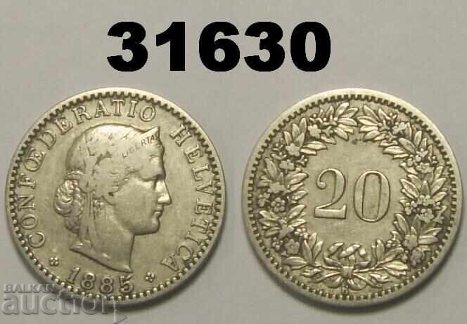 Ελβετία 20 ραπέν 1885