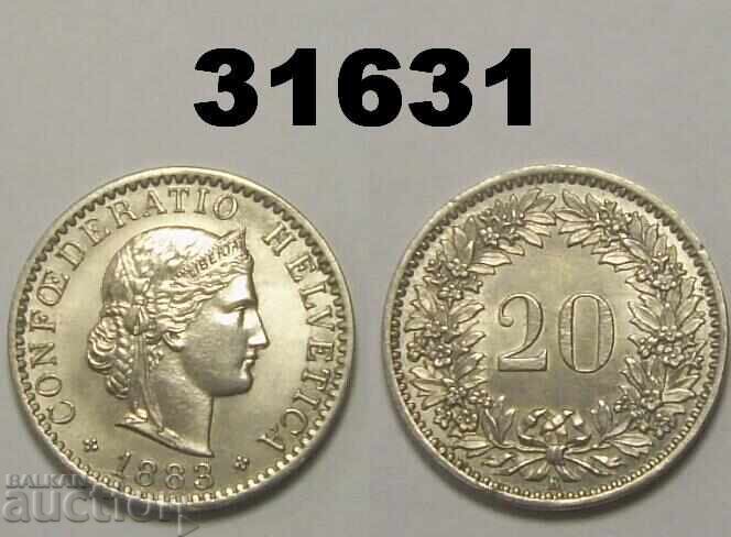 Ελβετία 20 ραπέν 1883 AUNC