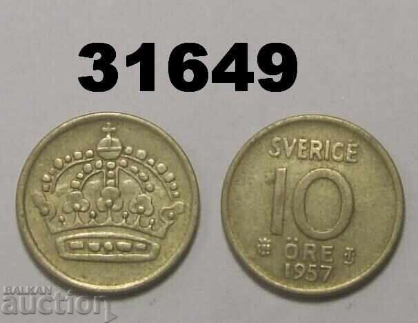Σουηδία 10 öre 1957 ασήμι