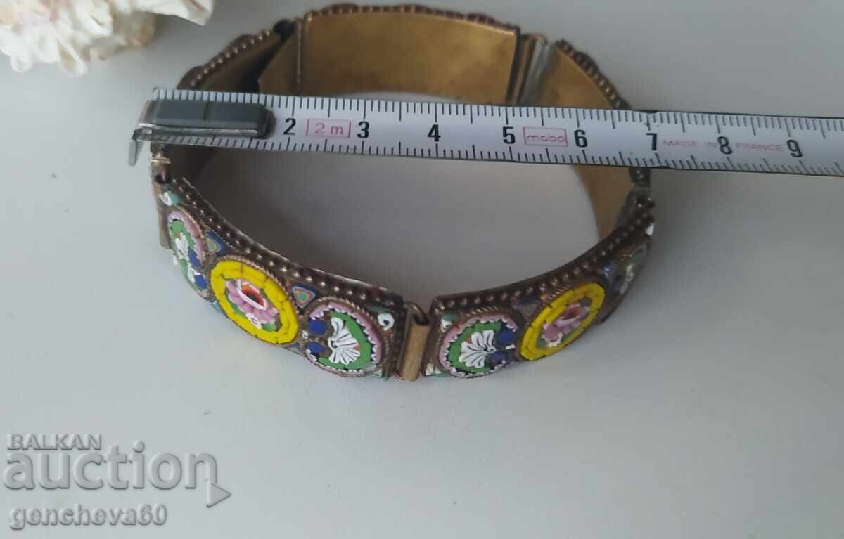 Antique Italian Bracelet - Micro-mosaic with Floral Motifs - 5