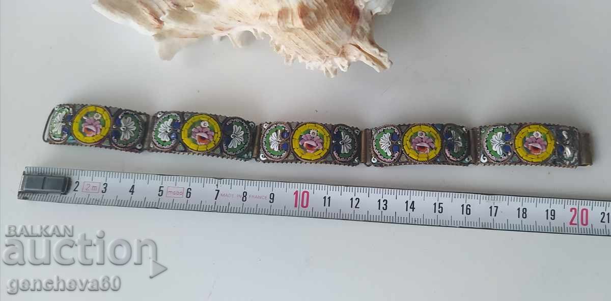 Brățară antică italiană - micromozaic cu motive florale