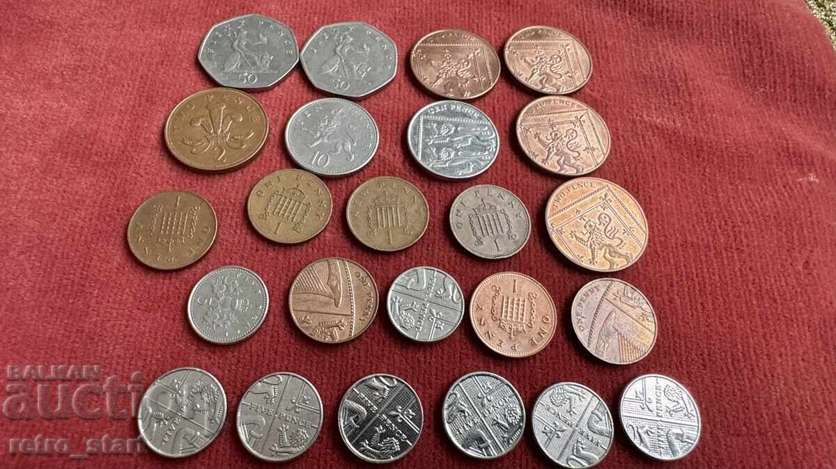 Δημοπρασία Ηνωμένο Βασίλειο παρτίδα νομισμάτων 24 τεμαχίων