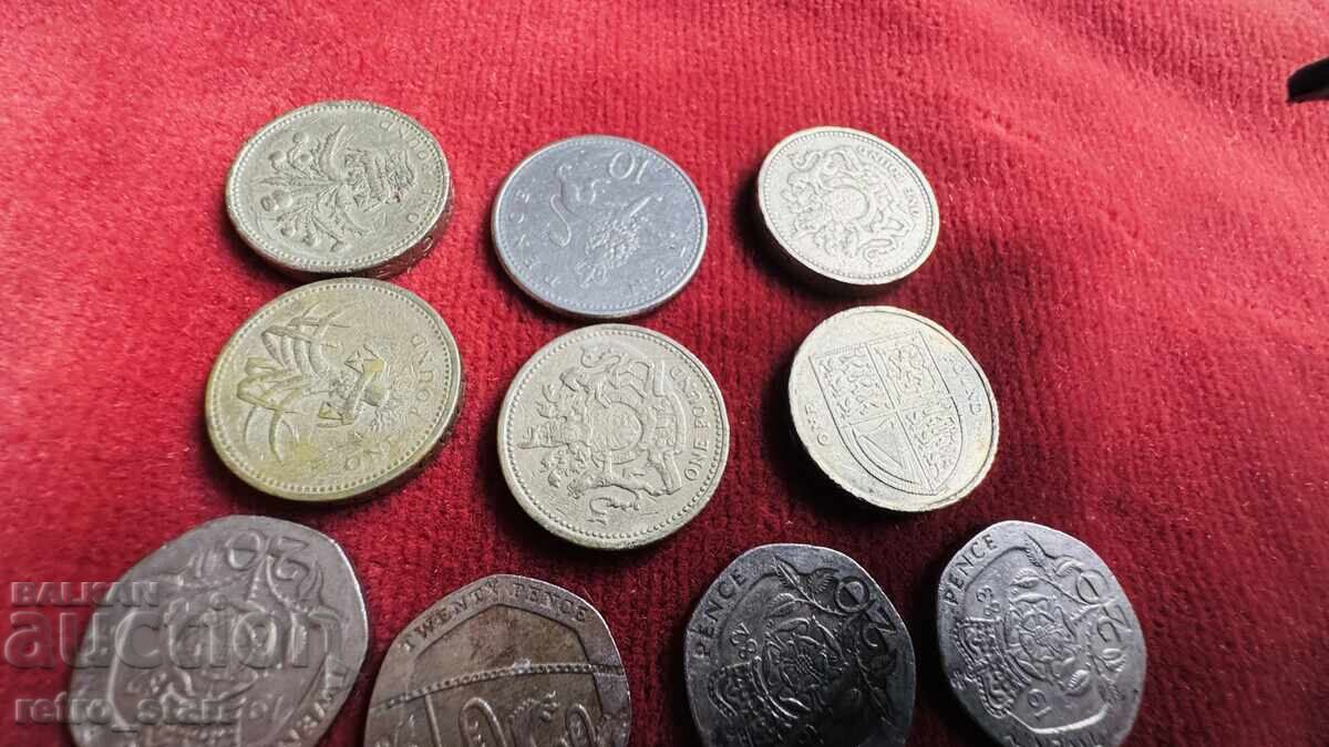 Британски монети 10 броя - 5 Британски монети 10 броя - 5