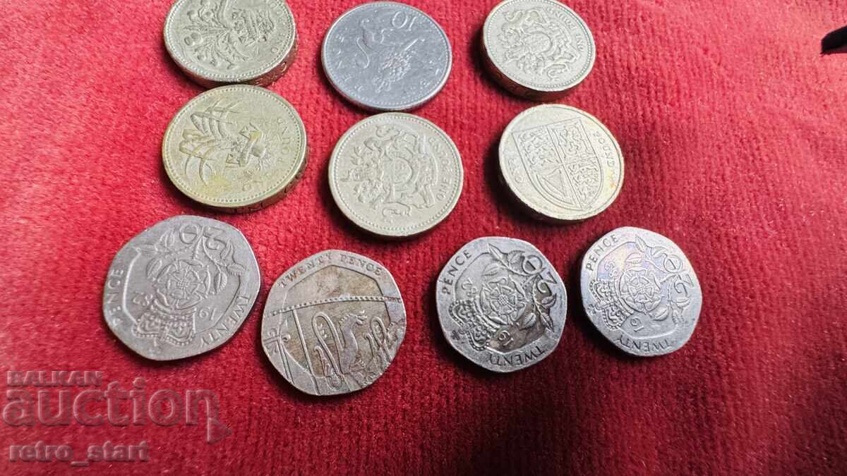 Британски монети 10 броя - 6 Британски монети 10 броя - 6